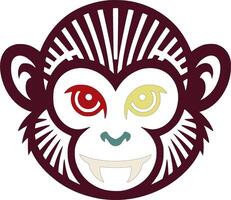 Mystical Tribal Squirrel Monkey Face Design vector
