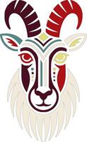 Ancient Stylized Tribal Tahr Face Design vector