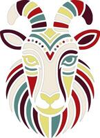 Mystical Stylized Tribal Tahr Face Design vector