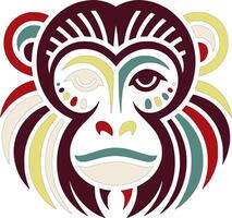 Ancient Tribal Howler Monkey Face Design vector
