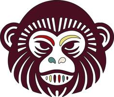Mystical Tribal Titi Monkey Face Design vector