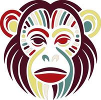 Iconic Tribal Howler Monkey Face Design vector
