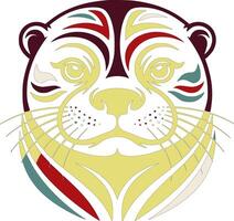 Ancient Tribal Giant Otter Face Design vector
