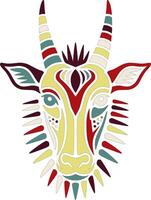 Ancient Stylized Tribal Saiga Face Design vector
