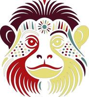 Ancient Tribal Cottontop Tamarin Face Design vector