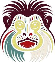 Iconic Tribal Cottontop Tamarin Face Design vector