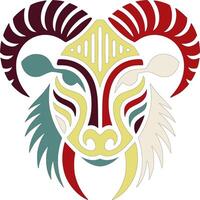 Ancient Stylized Tribal Argali Face Design vector