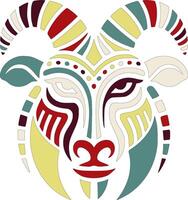 Iconic Stylized Tribal Argali Face Design vector
