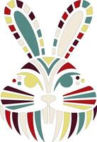 Ancient Tribal Volcano Rabbit Face Design vector