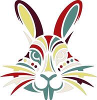 Mystical Tribal Swamp Rabbit Face Design vector