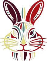 Iconic Tribal Swamp Rabbit Face Design vector