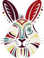 Ancient Tribal Snowshoe Hare Face Design vector