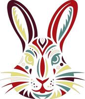 Mystical Tribal Snowshoe Hare Face Design vector