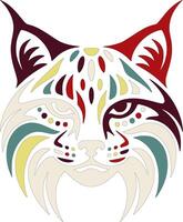 Stylized Tribal Bobcat Face Design vector