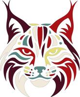 Mystical Stylized Tribal Bobcat Face Design vector