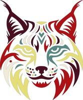Tribal Eurasian Lynx Face Design vector