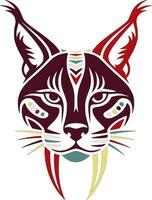 Mystical Stylized Tribal Caracal Face Design vector