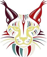 Ancient Stylized Tribal Caracal Face Design vector
