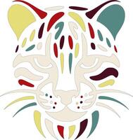 Stylized Tribal Ocelot Face Design vector