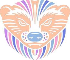 Mystical Tribal Honey Badger Face Design vector