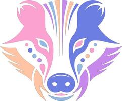 Mystical Tribal Hog Badger Face Design vector