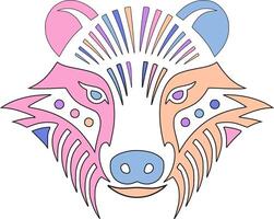 Ancient Tribal Hog Badger Face Design vector