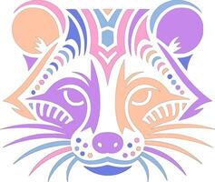 Ancient Stylized Tribal Civet Face Design vector