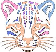 Decorated Stylized Tribal Ocelot Face Design vector