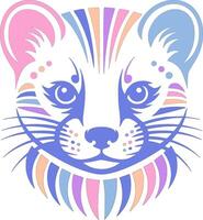Ancient Stylized Tribal Marten Face Design vector