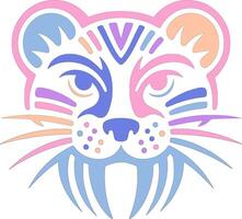 Mystical Stylized Tribal Weasel Face Design vector