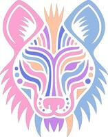 Ancient Stylized Tribal Dhole Face Design vector