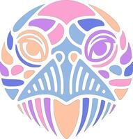 Ancient Tribal Hawksbill Turtle Face Design vector