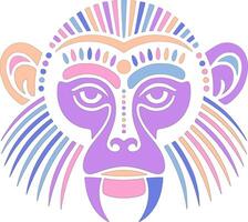 Ancient Tribal Gray Langur Face Design vector