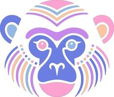 Mystical Tribal Gray Langur Face Design vector