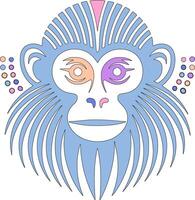Iconic Silvered Leaf Monkey Face Design vector