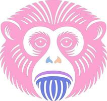 Ancient Western Hoolock Gibbon Face Design vector