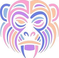 Ancient Tribal Redhanded Howler Face Design vector