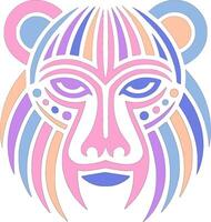 Iconic Tribal Mantled Howler Face Design vector