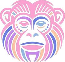 Elegant Tribal Howler Monkey Face Design vector