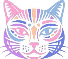 Ancient Tribal Flatheaded Cat Face Design vector