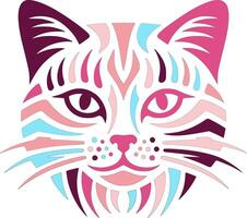 Mystical Tribal Blackfooted Cat Face Design vector