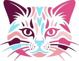 Ancient Tribal Blackfooted Cat Face Design vector