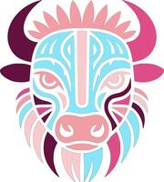 Abstract Bison Head Tribal Art Design vector