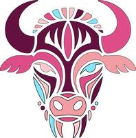 A cow with a pink face and horns vector