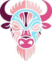 Abstract Pink Bison Head Design vector