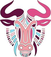 A cow with a pink nose and horns vector