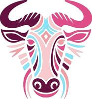 Abstract Colorful Wildebeest Head vector