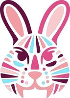 Iconic Tribal Pygmy Rabbit Face Design vector