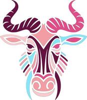 Abstract Wildebeest Head Art Design vector