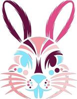Decorated Tribal Brush Rabbit Face Design vector